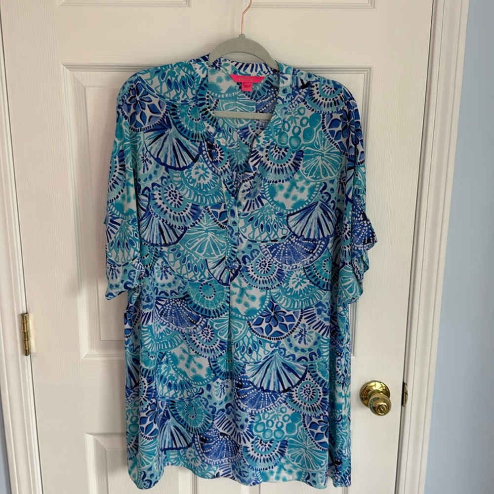 Lilly Pulitzer Blue and White Swim Coverup